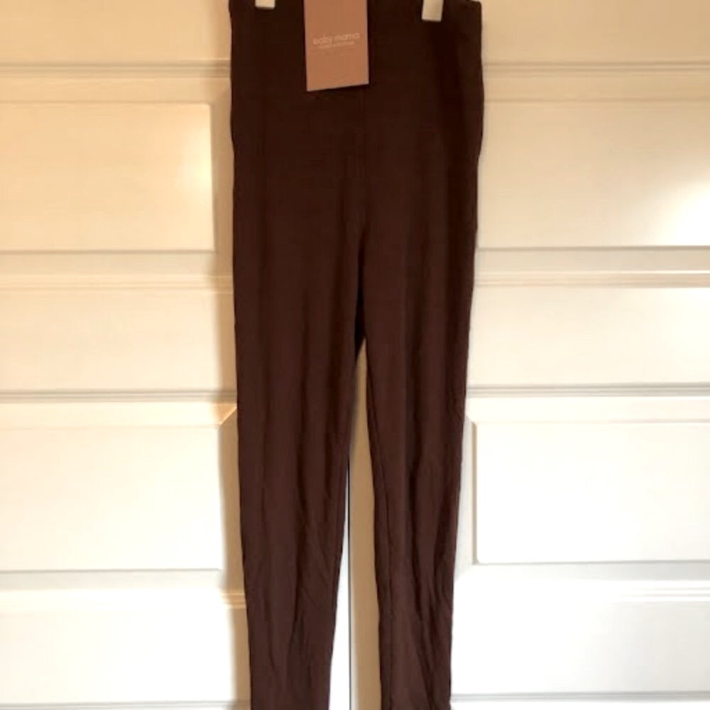 NWT Naked Wardrobe Baby Mama Maternity Leggings Chocolate Brown Size S - Picture 2 of 4